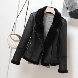 NEW Original Design Blazer Women's female's silm warm winter hair Leather Coat new Punk DJ short Motorcycle Jacket