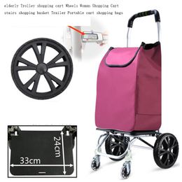 Elderly Trolley 6 Wheels Woman for stairs basket Trailer Portable Cart Large Shopping bags 200919