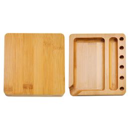 Latest Natural Bamboo Wood Portable Preroll Roll Roller Dry Herb Tobacco Philtre Cigarette Smoking Tray Show Display Storage Plate DHL