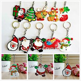 Cartoon Christmas tree PVC Santa Claus Keychain Christmas Gift XMAS Key ring Key chains Christmas decorations souvenir