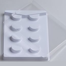 10 Sets/Lot 4 Pairs False Eyelash Packing Box Beige Eyelash Boxes Transparent Empty Lash Case Reuseable Plastic Card Lash Box