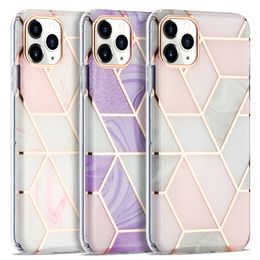 Double Layer Pattern Durable Gold Plated Glitter Marble Cases For iPhone 12 mini 11 Pro XS MAX XR X 8 7 Plus SE2020 Soft TPU Hard Phone Cover