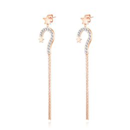 Fashion stylish unique designer stainless steel lovely diamond question mark dangle pendant stud earrings for women girls rose gold
