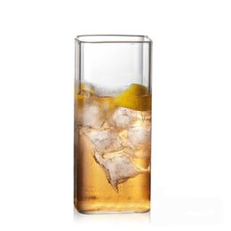 tazas vaso Vasos Vasos de vidrio transparente cuadrados gárgaras Bar Club 250 ml 400 ml copa de vino bebida / café / vasos de leche a prueba de calor 0212