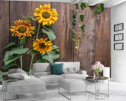 Romantic Floral 3d Wallpaper Luxury 3d Wallpaper Vintage Wood Plank Flowers Living Room Bedroom Wallcovering HD Wallpaper