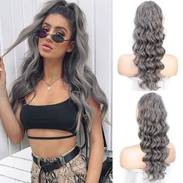 grey ponytail salt and pepper hair buns updo pony tail sleek silver gray human hair ponytail hairpiece wraps drawstring color ponytail 140g