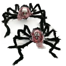 Halloween Decoration Black Large Spider Skull Skeleton Head Props for Indoor Outdoor Home Party Supplies Decor JK2009XB