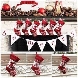 snowflake elk Christmas Stocking Christmas decoration socks Xmas Tree Decorative Pendant children's candy gift bag T9I00528