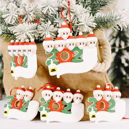 IN STOCK Wooden Christmas Decoration DIY Name Blessing Christmas Tree Ornament Personalized Family Of 2-7 Ornament Social Distanc DHL Free