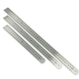 Steel Ruler Sewing Tool Accessory 15/20/30/40cm Stainless Steel Metal Ruler Metric Rule Precision Double Sided Measuring Tool F