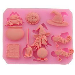 Halloween Silicone Cake Biscuit Mould Witch Pumpkin Chocolate Candy Mould High Temperature DIY Decoration Baking Kitchen Tools LX3196