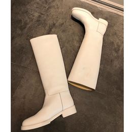 Бесплатная доставка, женские длинные сапоги, брендовые сапоги из натуральной кожи, модельерская женская обувь, качественная женская обувь Knight Boot на низком каблуке, зима 2019