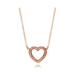 100% 925 Sterling Silver Round Heart-shaped Romantic With Clear CZ Simple Necklace For Women Original Fashion Jewellery Gifts twenty one