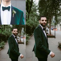 Green Velvet Groom Wedding Suits Groom Slim Fit Black Shawl Lapel Formal Work Prom Office Blazer Jacket Only One Jacket