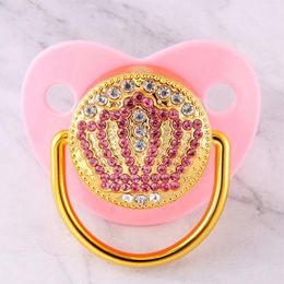 Bling Bling Pink Rhinestones Crown Baby Pacifier 0-18 Months Infant Dummy Cocka Chupeta Lollipop Baby Shower Gift