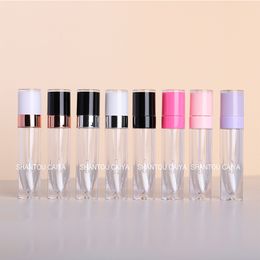 travel sample luxury lip balm tubes clear empty round wholesale white pink purple nude blue lip gloss wand tubes 6ml 8ml