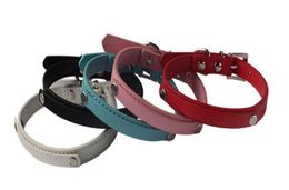 Wholesale 20PCS/lot PU Leather Personalised Plain Skin Pet Collar For Dog or Cats With 10MM Slide Bar For 10mm slide