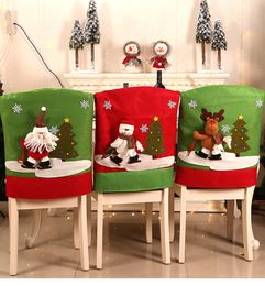 Christmas Chair Cover Santa Ski Chair Set Cartoons Snowman Stool Set Office Simplicity Stretch Chair Cover Home Decoration 3 Designs BT542