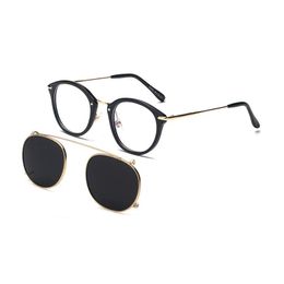 -Occhiali da sole Polarizzati Clip-on EyeGlasses Frames Guida rotonda UV 400 Classic Occhiali da prescrizione Occhiali da prescrizione Telaio ottico
