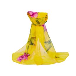 Scarves Women Scarves, Fashion Rose Flower Long Soft Wrap Scarf Ladies Shawl Chiffon Stoles (Yellow)