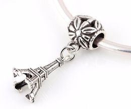 100pcs Eiffel Tower charm Big Hole bead European Pendant fit Pandora Bracelets Necklace DIY Jewelry Making