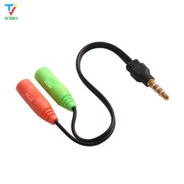 500pcs/lot 2 to 1 Audio Cable Adapter Line conversion head into two mobile phone headset computer mp3 player game box microphone turn