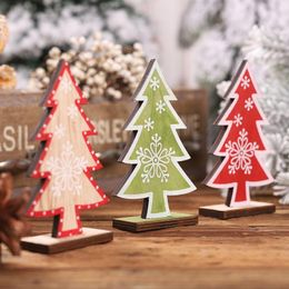 Wooden Christmas Tree Snowflake Ornament Desktop Table Decoration Merry Xmas Creative Drops D5BD