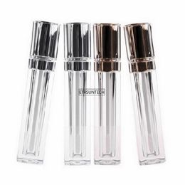 8ML Acrylic Refillable Double wall Square Gold Silver Lip Gloss Tube Empty Lip Oil Bottle DIY Container