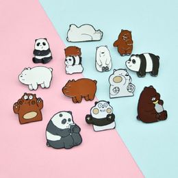 Japanese style cute cartoon original naked bear brown bear white polar bear panda pin badge brooch