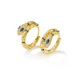 2020 Fashion Blue Cubic Zirconia Snake Earring Jewelry For Women Girl Hot Sale Snake Hoop Earring Female Party Jewelry Gift