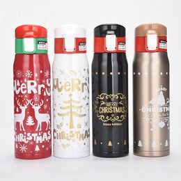 christmas promotional gift bottles insulated double wall thermos vacuum flask stainless steel water bottle with bounce lid