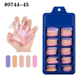 100Pcs Mixed Candy Colours Long Ballerina Fake Nails Coffin Press on False Nail Art Tips Full Cover ABS Nail Decorations Manicure