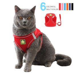 Reticulate Cats Vest Harnesses Animals Colorful Cloth Traction Rope Dog Ventilation Comfortable Breathing Fashion Pet Supplies 9fb G2