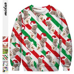 Clothes Sweatshirt Christmas Spring Man Women Fashion Red Plus Size 3D Printing Long Sleeve Sweatershirt Tops Sweater