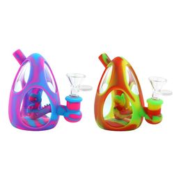 Dinosaur eggs water pipe hookah smoking pipes silicone bong with glass bowl portable hookahs unbreakable