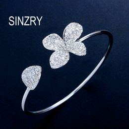 SINZRY cubic zircon cuff bangles elegant CZ bright flower bangle for women Hotsale costume jewelry accessory