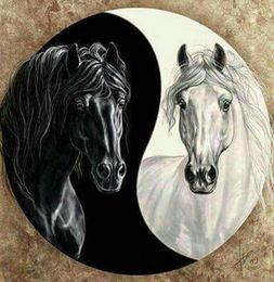 Pinturas Cuadradas completas redondas DIY Diamond Painting Black Horse White Tai Chi 3D Bordado Mosaico Crossitch Pinturas Cuadradas completas redondas DIY Diamond Painting Black Horse White Tai Chi 3D Bordado Mosaico Crossitch