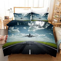 Copertura piumino Airplane Set Sky Space Stampa Bambini Biancheria da letto King Queen Size Bedcloth 3D Coperchi letto per adolescenti singoli