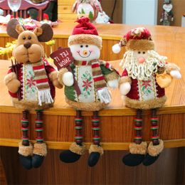 Santa Claus Snowman Reindeer Doll Decorations Christmas Present Santa Claus Long-Legged Doll Cloth Art Mesh Christmas gift 30pcsT1I2395