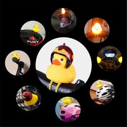 Cute Bicycle Duck Bell with Light Broken Wind Small Yellow Duck MTB Road Bike Motor Helmet Riding Cycling Accessories Led Lights HHF933