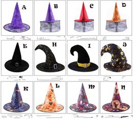 Amazon hot style Halloween party witch hat wizard crepe pumpkin hat party black pointed hat commercial trade decorations