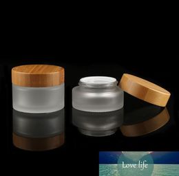 50g 50ml glass container jar with bamboo lid frosted clear wax cosmetic cream container storage container SN613