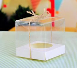 Transparent Cupcake Boxes 9*9*9cm Single PVC Cupcake Box Wholesale Muffin Box for Party SN1884