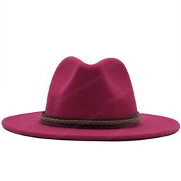 Wide Brim Simple Church Derby Top Hat Panama Solid Color Felt Fedoras Hat for Men Women artificial wool Jazz Cap