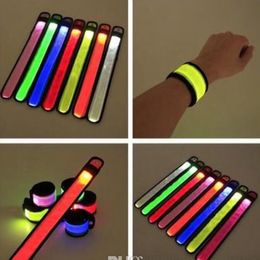 Nylon LED Sports Slap Wrist Strap Bands Wristband Light Flash Bracelet Glowing Armband Flare Strap For Party Concert Free ship