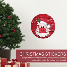 Christmas Stickers Creative Cartoon Christmas Round Window Glass Stickers 21*21cm Christmas Santa Claus Atmosphere Stickers Free Shgipping