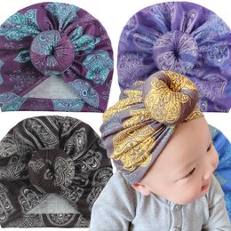 Baby Hat Donut Breathable Soft Toddler Beanie Hats Print Floral Newborn Elastic Cotton For Infant Turban Cap 9-24 Months