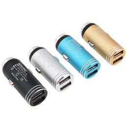 Metal USB Car Charger Dual Ports Universal 5V 3.1A Led Light Charging Power Adapter For Samsung S10 HTC LG Cellphones Tablets