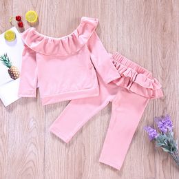 Girls' Pink Autumn Suits 2020 Autumn New Europe And America Trousers Set Pullover Girls' Set Cute Little Girls' Set Wholesale
