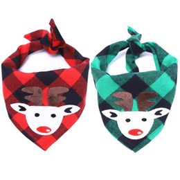 Christmas Dog Bandana Plaid Triangular Bibs Scarfs Pet Dog Santa Reindeer Bandanas Scarf for Xmas Party Dogs Cats Pets